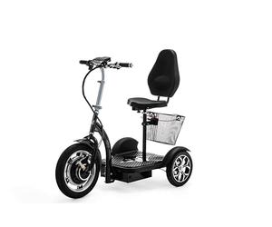 VELECO ZT16 - Véhicule de mobilité 3 roues - Entièrement assemblé et prêt à l'emploi - Grandes roues - Facile à manœuvrer - Freins avant et arrière - Panier à provisions amovible (NOIR)