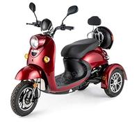 VELECO ZT63 Scooter pour handicapés 3 Roues Style rétro Senior Handicapé électrique 60V 650W 12 km/h Rouge