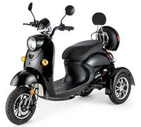 VELECO ZT63 - Véhicule de mobilité 3 roues - Entièrement assemblé et prêt à l'emploi - Design de style italien - Capacité de charge élevée - Siège confortable (NOIR)