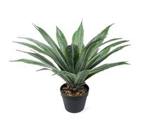 Velener Plante d'agave artificielle dans un pot noir avec des galets en pierre véritable, grandes plantes d'agave artificielles avec feuilles vertes dentelées, faux yucca pour décoration intérieure et