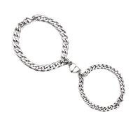 VELESAY 1Paire Couple Chaine Acier Inoxydable Bracelet Connecté Magnétique Bracelet Couple Amoureux pour 2 Link Chain Bracelets Femme Homme Cadeau Couple