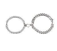 VELESAY 1Paire Couple Chaine Acier Inoxydable Bracelet Connecté Magnétique Bracelet Couple Amoureux pour 2 Link Chain Bracelets Femme Homme Cadeau Couple