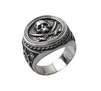 VELESAY Bague Homme Acier Inoxydable Bagues Chevaliere Tête de Mort Bagues Vintage Gothique Skull Bague Retro Rock Skull Anneaux Bague Homme Crâne Bague Bijoux US9