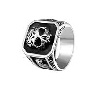 VELESAY Bague Skull Homme Acier Inoxydable Tête de Mort Bagues Vintage Gothique Bague Retro Rock Skull Anneaux Crâne Bague Homme