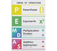 VelfDuel Poster Pemdas « Learn Order of Operations » - Affiche éducative - Règles mathématiques - Décoration de salle de classe - Affiche décorative en métal pour chambre - 20,3 x 30,5 cm