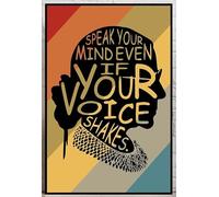 VelfDuel Rbg Poster vintage en métal avec citation de Ruth Bader Ginsburg, Speak Your Mind Even If Your Voice Shakes - Décoration de salon - 20,3 x 30,5 cm