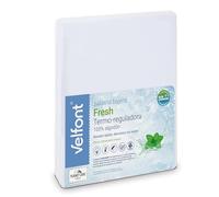 Velfont Drap-housse Fresh 100 % coton, thermorégulateur, finition menthol, blanc (150 x 190/200 cm)