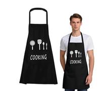 Velicber 2 Pièces Tabliers de Cuisine, Noir Tablier Etanche, Tablier de Cuisine Homme avec Grand Poches, Professionnel Chef Tablier pour Cuisine, Grillades, Vaisselle, Café, Pâtisserie, Serveur