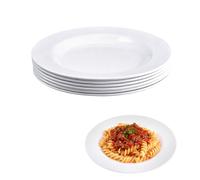 Velicber 6 x Assiettes à Pâtes 23cm Mélamine Assiettes Creuses Reutilisable | Blanche Assiettes Plates, pour Pâtes, Nouilles, Laitue, Plats, Incassable, four Extérieur, Camping, Jardins - Incassable