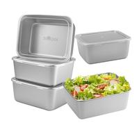 Velicber Boîtes de Conservation Alimentaire en Acier Inoxydable avec Couvercle, Boites Alimentaires en Inox, Boite Inox Alimentaire pour Fromages, Bonbons et Confitures - 5Pièces 13.5 * 10.5 * 5.8cm
