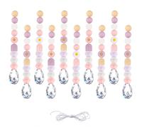 Velicber Lot de 10 Attrape-Soleil en Cristal 38 mm Suspendu Suncatcher Pendentif Cristal Ornement Capteur Composé de Perles en Silicone, Cristaux et Fil pour fenêtre Chambre Jardin fête Mariage