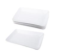 Velicber Lot de 4 Assiette Rectangulaire Blanche Plat de Service Rectangulaire Porcelaine 24x15x3 cm Assiettes Dessert Rectangulaires pour Table Dîner, Bifteck, Apéritif, Sushi, Gâteau