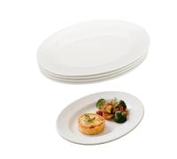Velicber Lot de 4 Ovale Assiettes Plates Assiette Porcelaine Blanches 25.5x16.8x3 cm Assiettes Service de Table pour Dîner, Dessert, Bifteck, Apéritif, Sushi, Gâteau