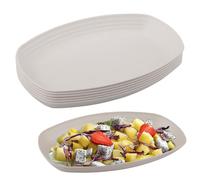 Velicber Lot de 6 assiettes ovales en plastique réutilisables de 29,7 cm, passent au lave-vaisselle et au micro-ondes, légères et résistantes aux chutes pour pique-niques, fêtes, camping-car et maison