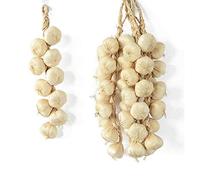 Velidy - Lot de 5 Faux légumes artificiels réalistes - Ail et Poivre Rouge - Oignon - Corde à Suspendre - Décoration de la Maison - Accessoires de Photographie Garlic