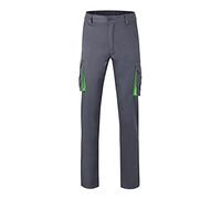 VELILLA 103024S; Pantalon Stretch bi-Colore Multipoches; Couleur Gris et Vert Citron; Taille 42