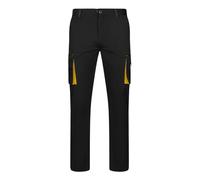 VELILLA 103024S Pantalon Stretch Bicolore Multipoches, Noir/Jaune, 48