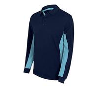 Velilla 105514 - Polo Bicolore à Manches Longues - Bleu Marine et Bleu Ciel - Taille 3XL