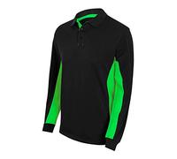 Velilla 105514 Polo Bicolore Manches Longues Noir et Vert Citron Taille M