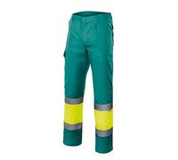 Velilla 156 - Pantalon Haute visibilite (taille L) couleur vert et jaune fluor