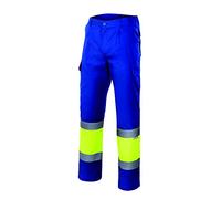 Velilla 156 - Pantalon Haute visibilite (taille S) couleur bleu et jaune fluor