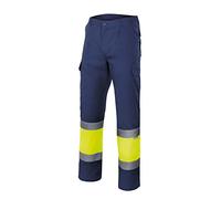 Velilla 156 - Pantalon Haute visibilite (taille S) couleur bleu foncé et jaune fluor