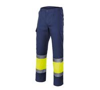 Velilla 156 - Pantalon Haute visibilite (taille XL) couleur bleu foncé et jaune fluor