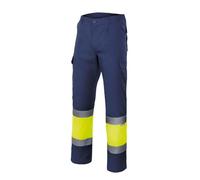 Velilla 156 - Pantalon Haute visibilite (taille XXL) couleur bleu foncé et jaune fluor
