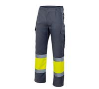 Velilla 156 - Pantalon Haute visibilite (taille XXL) couleur gris et jaune fluor