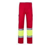 VELILLA 157 Pantalon bicolore multipoches haute visibilité Rouge/jaune fluo Taille M