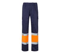 VELILLA Pantalon multipoches 157 bicolore haute visibilité bleu marine et orange fluo 5XL