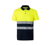VELILLA 173 Polo bicolore à manches courtes AV, bleu marine et jaune fluo, taille 2XL