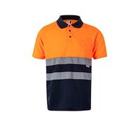 VELILLA 173 - Polo bicolore à manches courtes AV - Couleur bleu marine et orange fluo - Taille L, Bleu marine et orange fluo, L