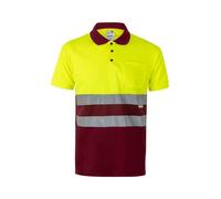 VELILLA 173 Polo Bicolore Manches Courtes AV, Couleur Grenat et Jaune Fluor, Taille M, Grenat et Jaune Fluo, M