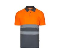 VELILLA 173 Polo Bicolore Manches Courtes AV; Couleur Gris et Orange Fluor; Taille M