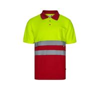 VELILLA 173 Polo Bicolore Manches Courtes AV; Couleur Rouge et Jaune Fluor ; Taille XL
