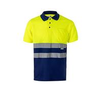 VELILLA 173 Polo Bicolore Manches Courtes Optima Visibilité; Couleur Bleu et Jaune Fluor; Taille 5XL, Bleu et Jaune Fluo, 5XL