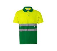 VELILLA 173 Polo Bicolore Manches Courtes Optima Visibilité; Couleur Vert Herbe et Jaune Fluor; Taille 5XL, Vert Herbe et Jaune Fluo, 5XL