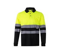 Velilla 175 ; Polo Bicolore à Manches Longues ; Couleur Noir et Jaune Fluo, Taille XL