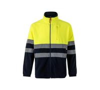 Velilla 183. Veste polaire bicolore, bleu marine et jaune fluo, taille XL