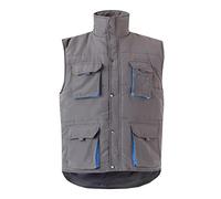 VELILLA 205902 Gilet matelassé bicolore multipoches, gris et bleu ciel, taille XL