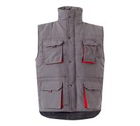 VELILLA 205902 Gilet matelassé bicolore multipoches, gris et rouge, taille 3XL