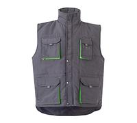 VELILLA 205902 Gilet matelassé bicolore multipoches, gris/vert citron, taille 3XL
