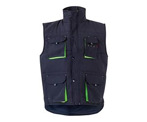 Velilla 205902 - Gilet rembourré bicolore multipoches - Bleu marine et vert citron - Taille XL
