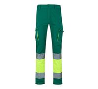 VELILLA 303007 Pantalon Haute visibilité 100% Coton, Bicolore et Multipoches, Vert/Jaune Fluo, Taille S