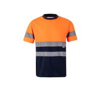Velilla 305506 T-Shirt Technique Bicolore Haute visibilité, Bleu Marine et Orange Fluo, M