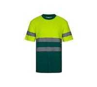 VELILLA 305613 T-Shirt en Coton Bicolore à Manches Courtes, Vert et Jaune Fluo, XL