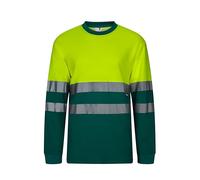 VELILLA 305615 T-Shirt en Coton Bicolore à Manches Longues Vert et Jaune Fluo Taille L, Vert et Jaune Fluo, L