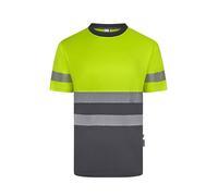 VELILLA 305633 T-Shirt en Polyester recy icolore à Manches Courtes avec Ruban segmenté Gris/Jaune Fluo Taille 3XL, Gris et Jaune Fluo, 3XL