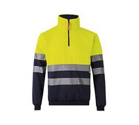VELILLA 305701 Sweat à Haute visibilité Bicolore avec Fermeture Éclair Couleur Jaune Taille M Maillot de survêtement, Bleu Marine/Marron Fluo, Medium Mixte